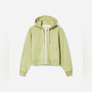Everlane The Track Organic Cotton Hoodie Cropped Green